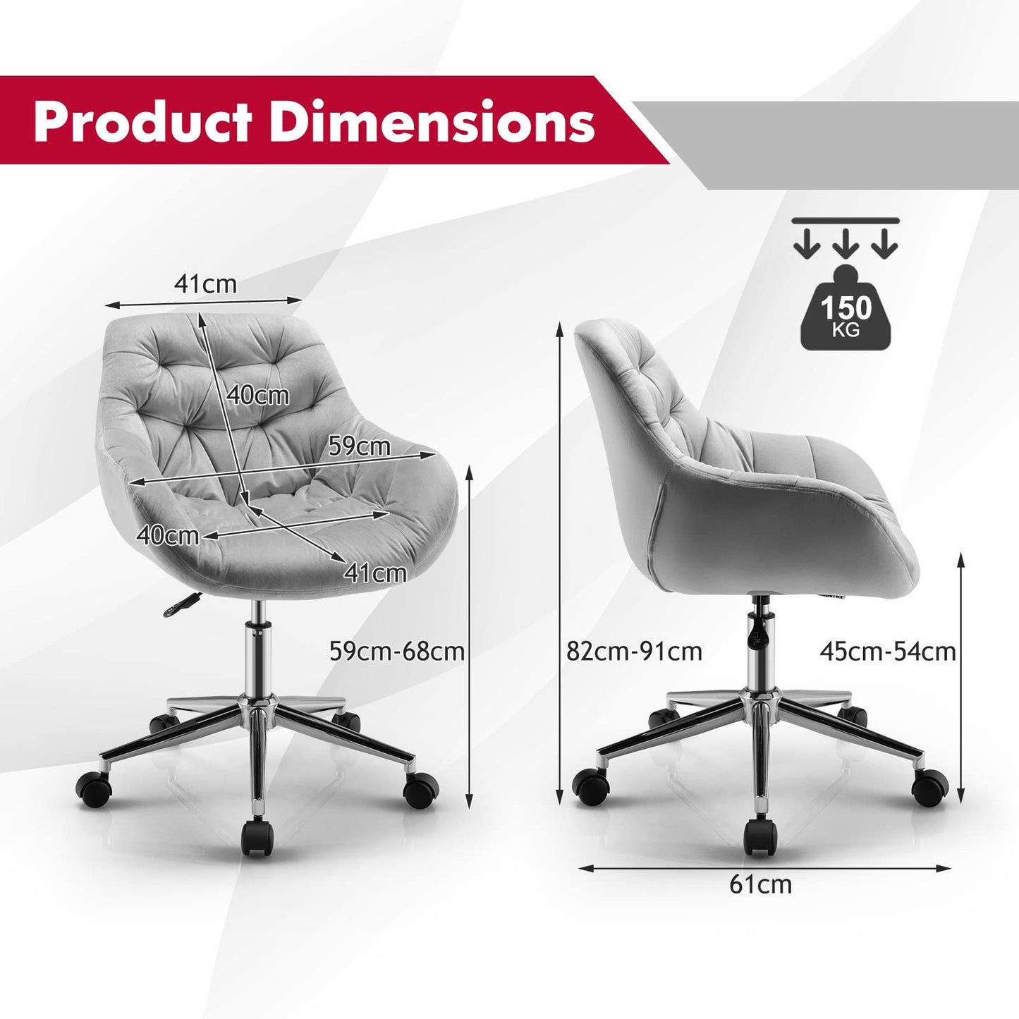 Velvet Office Chair, Ergonomic Computer Chair Swivel Desk Chair