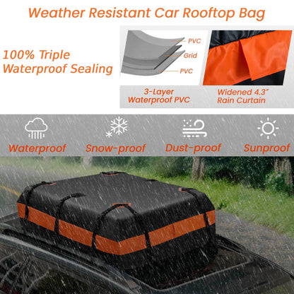 GiantexUK 15 Cubic Feet Car Roof Bag, Waterproof Cargo Top Carrier with Non-Slip Mat, Combination Lock, 6 Door Hooks & Straps