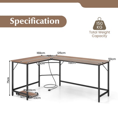 Computer Desk, L-Shaped Corner Desk with Removable CPU Stand