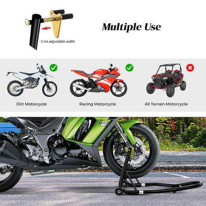 GiantexUK Motorbike Stand, Adjustable Front Track Paddock Stand on Wheels