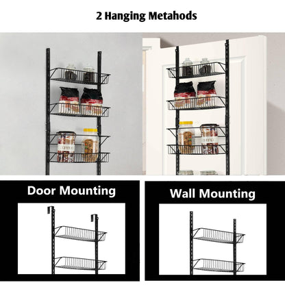 GiantexUK Over Door Storage Basket, 6 Tier Wall Mounted Adjustable Storage Shelves (43 x 18 x 197cm)