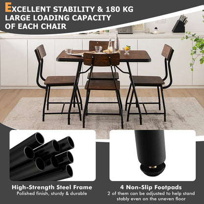 Dining Chairs Set of 2, Metal Frame Kitchen Chairs with Ergonomic Backrest & Non-slip Footpads