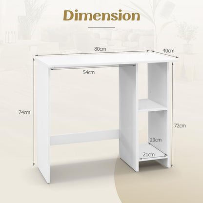 Compact Computer Desk, Small Wooden Study Writing Workstation with 2 Compartments and Anti-Toppling Kit, 80 x 40 x 74cm