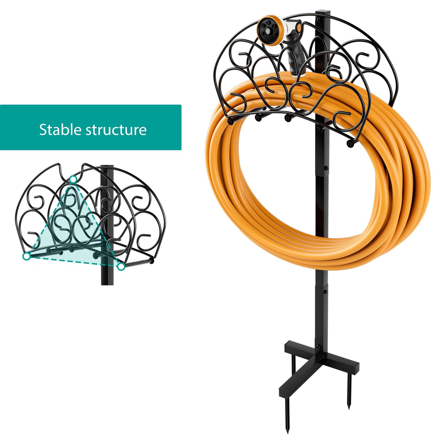 GiantexUK Garden Hose Holder Freestanding, Heavy Duty Metal Water Hose Stand with Arc Hanger