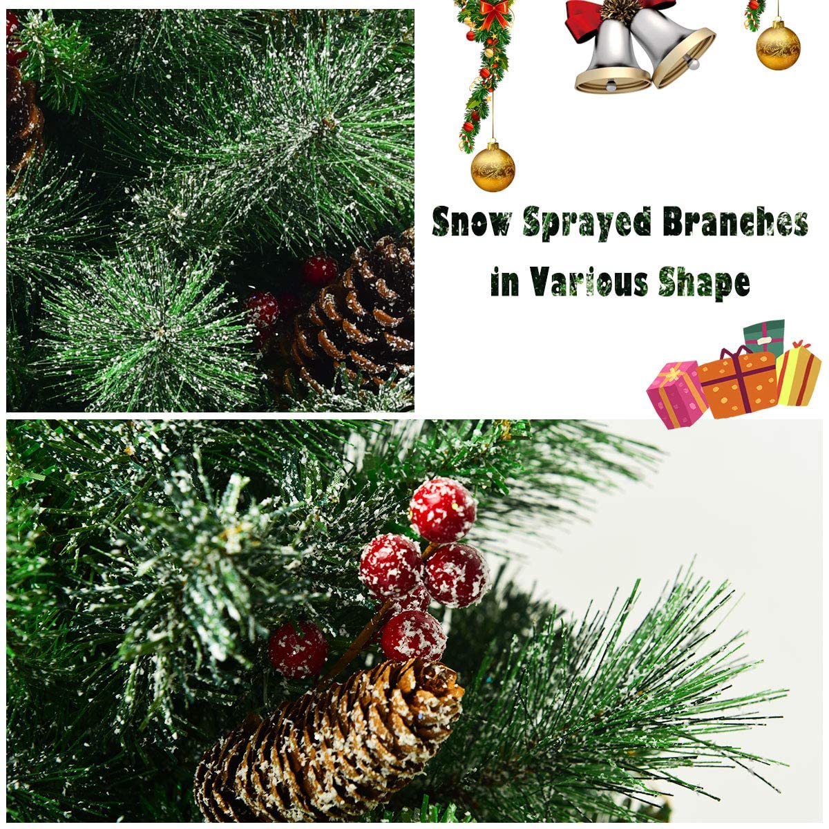 4FT Christmas Tree, Small Artificial Xmas Trees with Pine Cones and Base