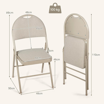 GiantexUK Folding Chairs Set of 2/4/6, Padded Seats Metal Frame Event Chairs with Backrest and Non-Slip Foot Pads