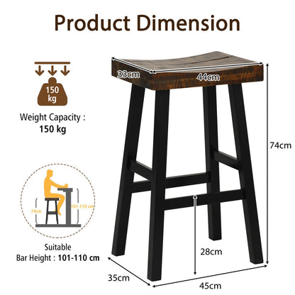 GiantexUK Bar Stools Set of 2/4, Backless Counter Height Stools with Footrests, Curved Seat & Anti-Slip Foot Pads, 45 x 35 x 74cm