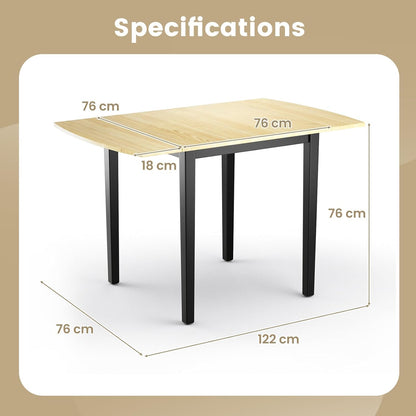 GiantexUK Drop Leaf Dining Table, Rectangle Extendable Kitchen Table with Non-Slip Foot Pads