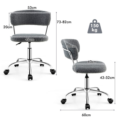 Faux Fur Office Chair, Height Adjustable Swivel Computer Desk Chair with Rolling Casters