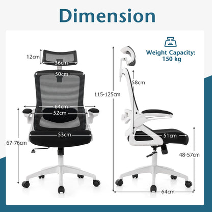 Mesh Office Chair, Rocking Swivel Computer Desk Chair with Adjustable Headrest for Home Office