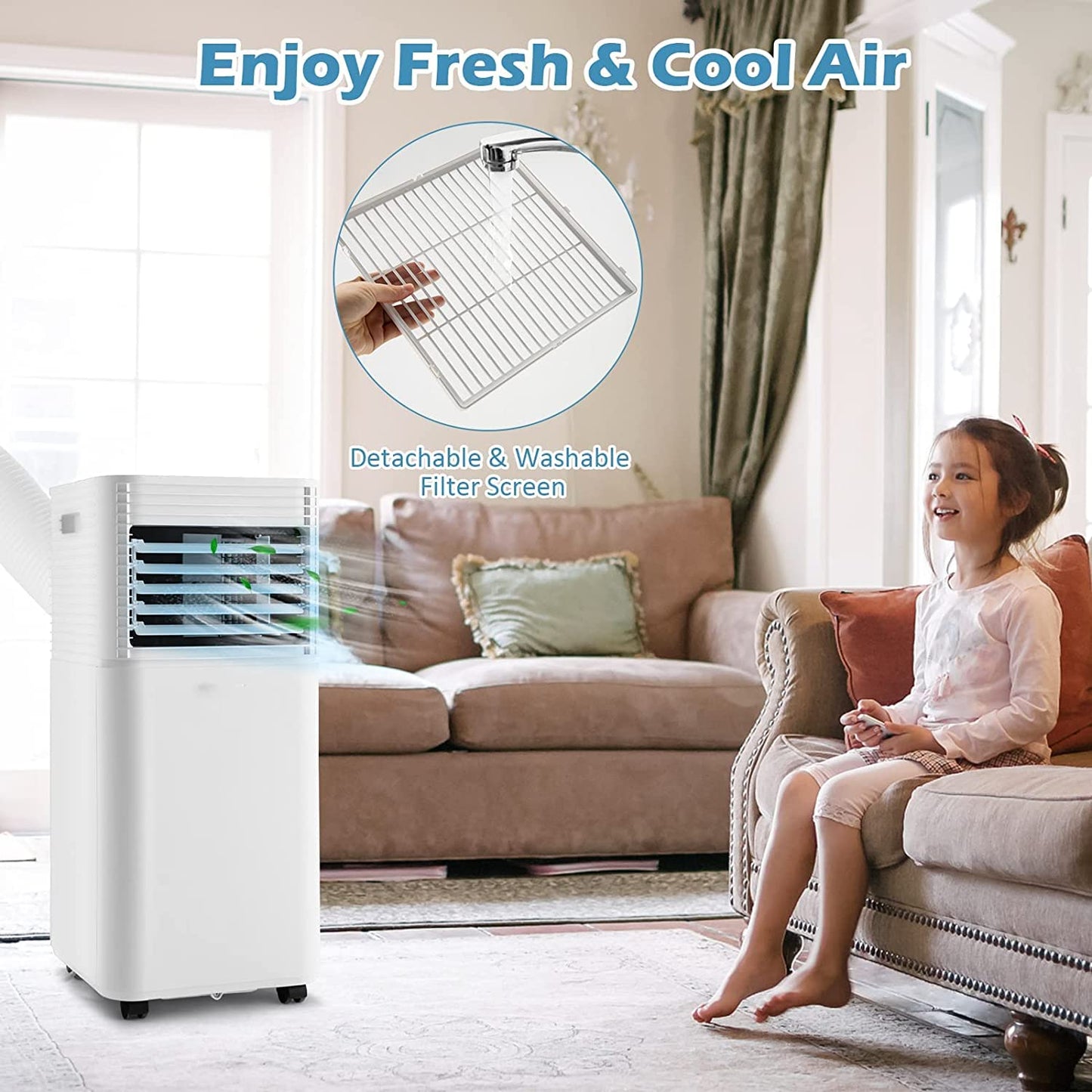 GiantexUK Portable Air Conditioner, 9000BTU 4 in 1 Mobile Evaporative Cooler, Dehumidifier, 2 Speed Cooling Fan with Digital Screen