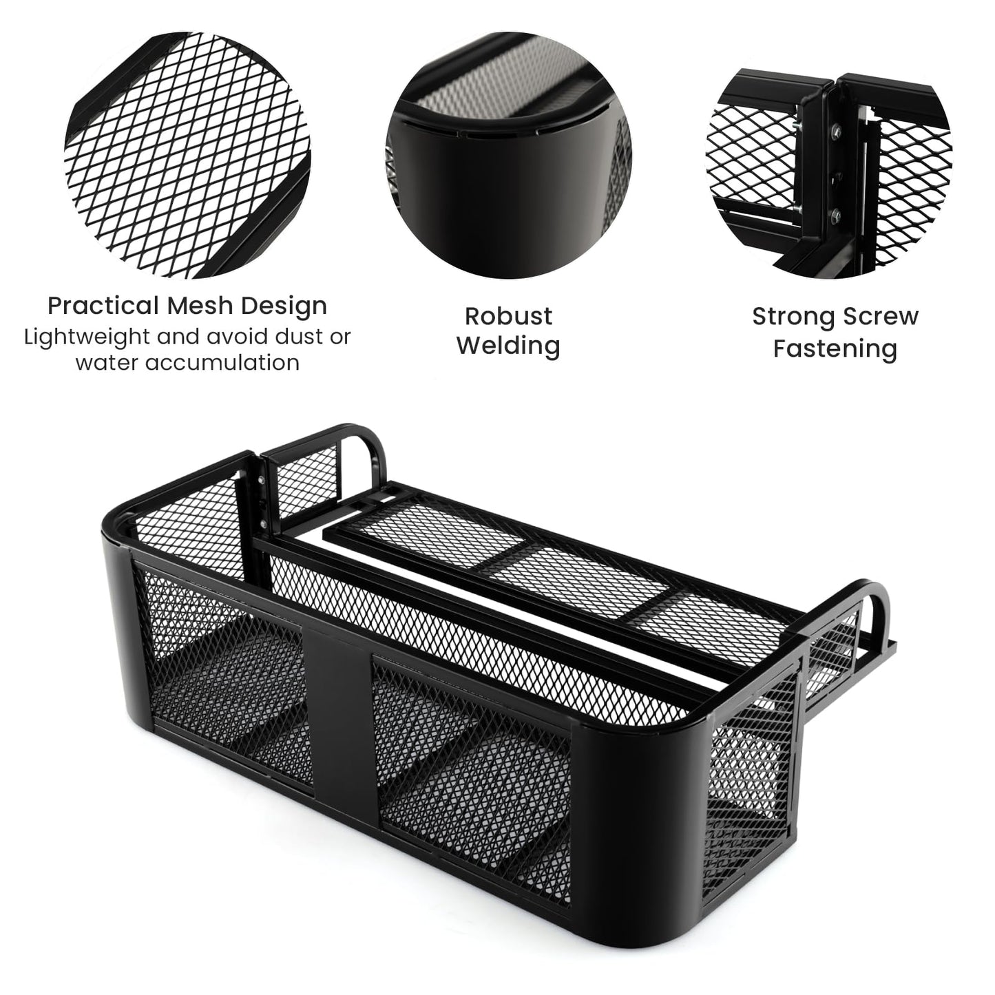 GiantexUK ATV Rear Drop/Front Cargo Basket, Heavy-Duty Metal Mesh Luggage Carrier Rack