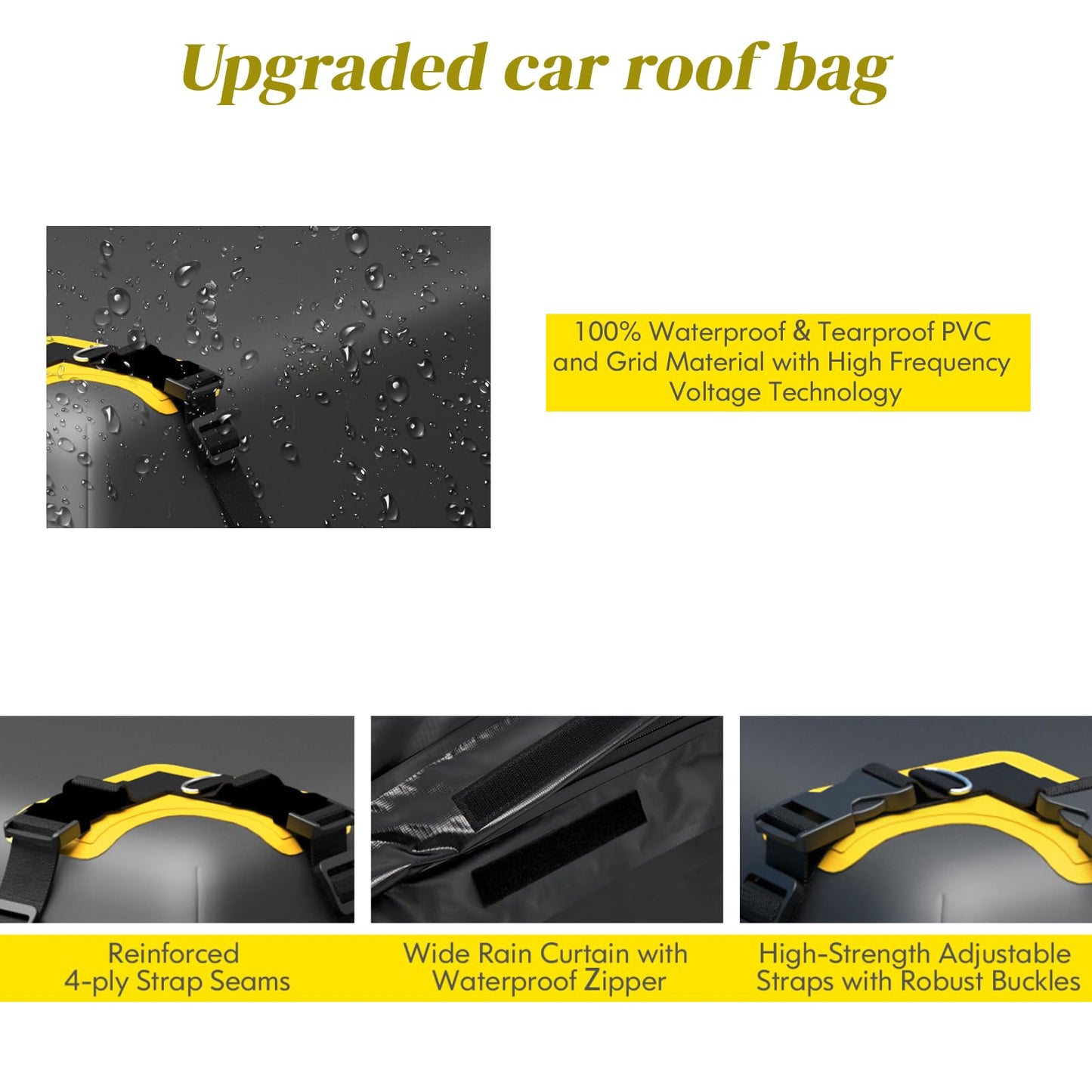 GiantexUK 15 Cubic Feet Car Roof Bag, Waterproof Cargo Top Carrier with Non-Slip Mat