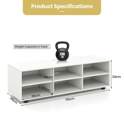 TV Stand for TVs up to 55", Wooden TV Cabinet Media Entertainment Center with Storage Cubes and Adjustable Shelves(White, 6 Cubes)