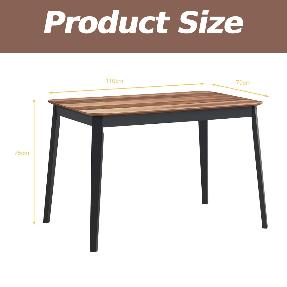 GiantexUK 110 x 70 cm Dining Table, Rubber Wood Legs Kitchen Table with 100 kg Load Capacity