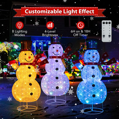 6FT Lighted Christmas Snowman, Pre-Lit Snowman Ornament Xmas Decoration with 180 LED Lights