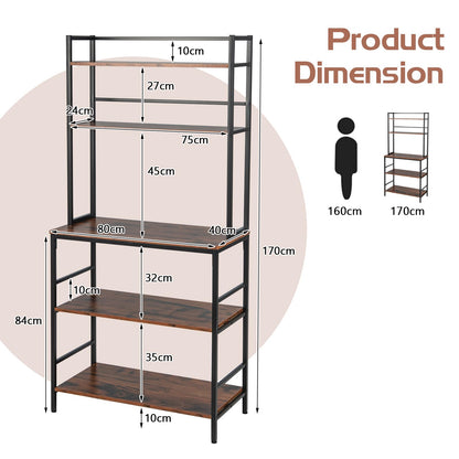 GiantexUK Kitchen Baker’s Rack, 5-Tier Freestanding Microwave Oven Stand with Anti-Toppling Device & Adjustable Non-Slip Feet