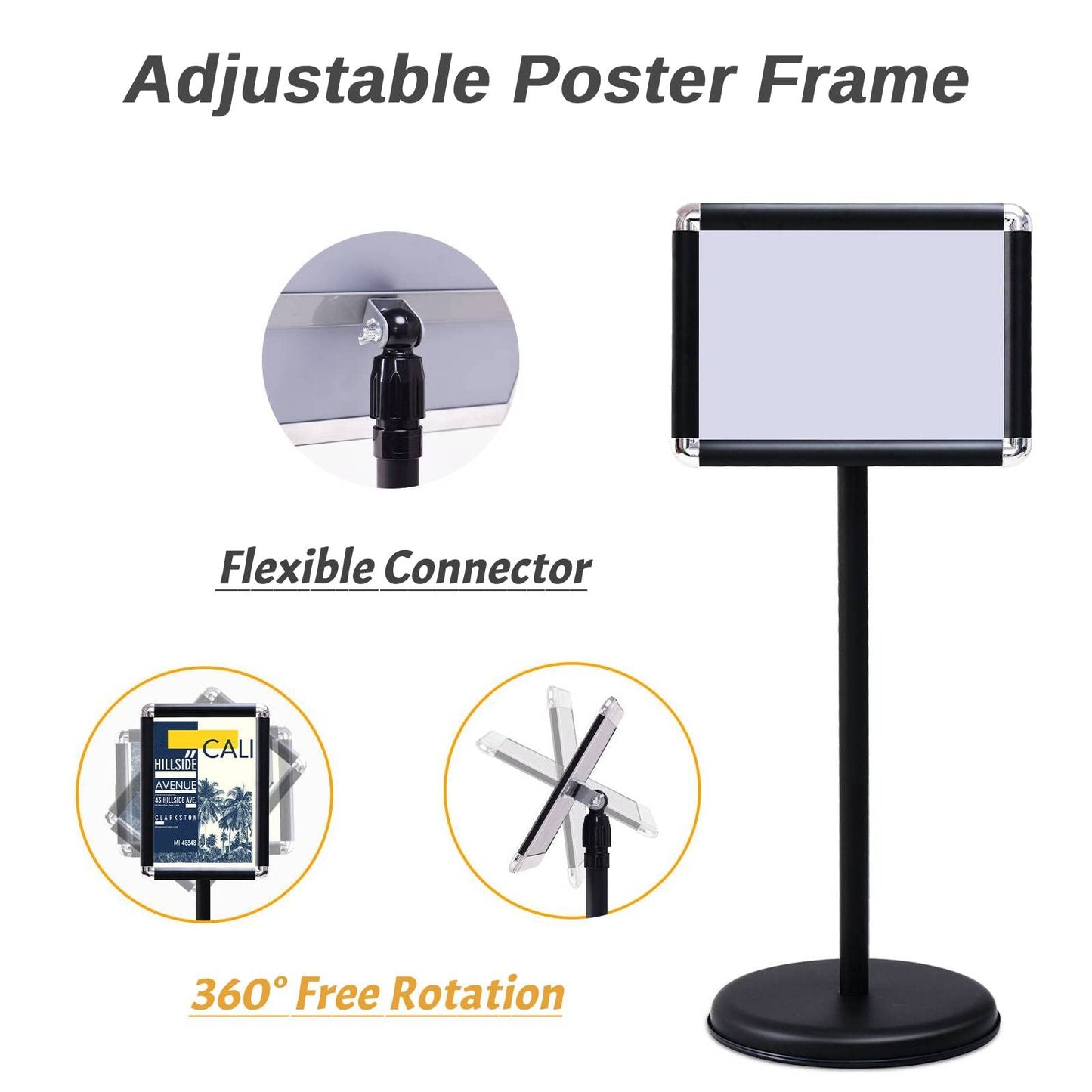 GiantexUK A4 Sign Stand, Adjustable Aluminum Alloy Poster Stand with Stable Round Base and Safety Corner