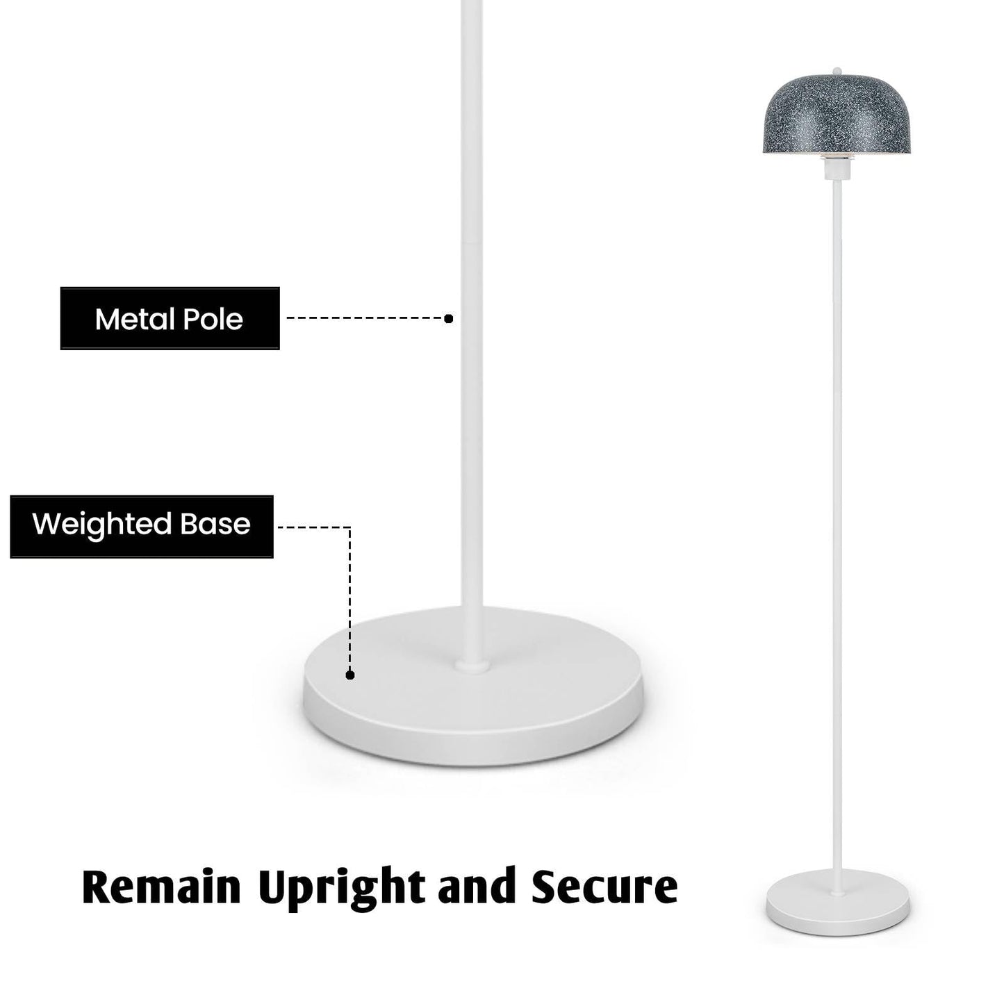 GiantexUK Floor Lamp, Standing Corner Lamp with Faux Terrazzo Lampshade, Foot Switch, Weighted Base & E27 Socket