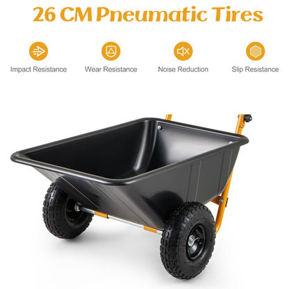 GiantexUK 2-Wheeled Wheelbarrow 80L, Garden Cart with Foldable Handle & Twin Pneumatic Tyres