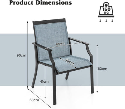 GiantexUK 2 PCS Patio Dining Chairs, Large Outdoor Chairs with Breathable Seat (61 x 68 x 90cm)