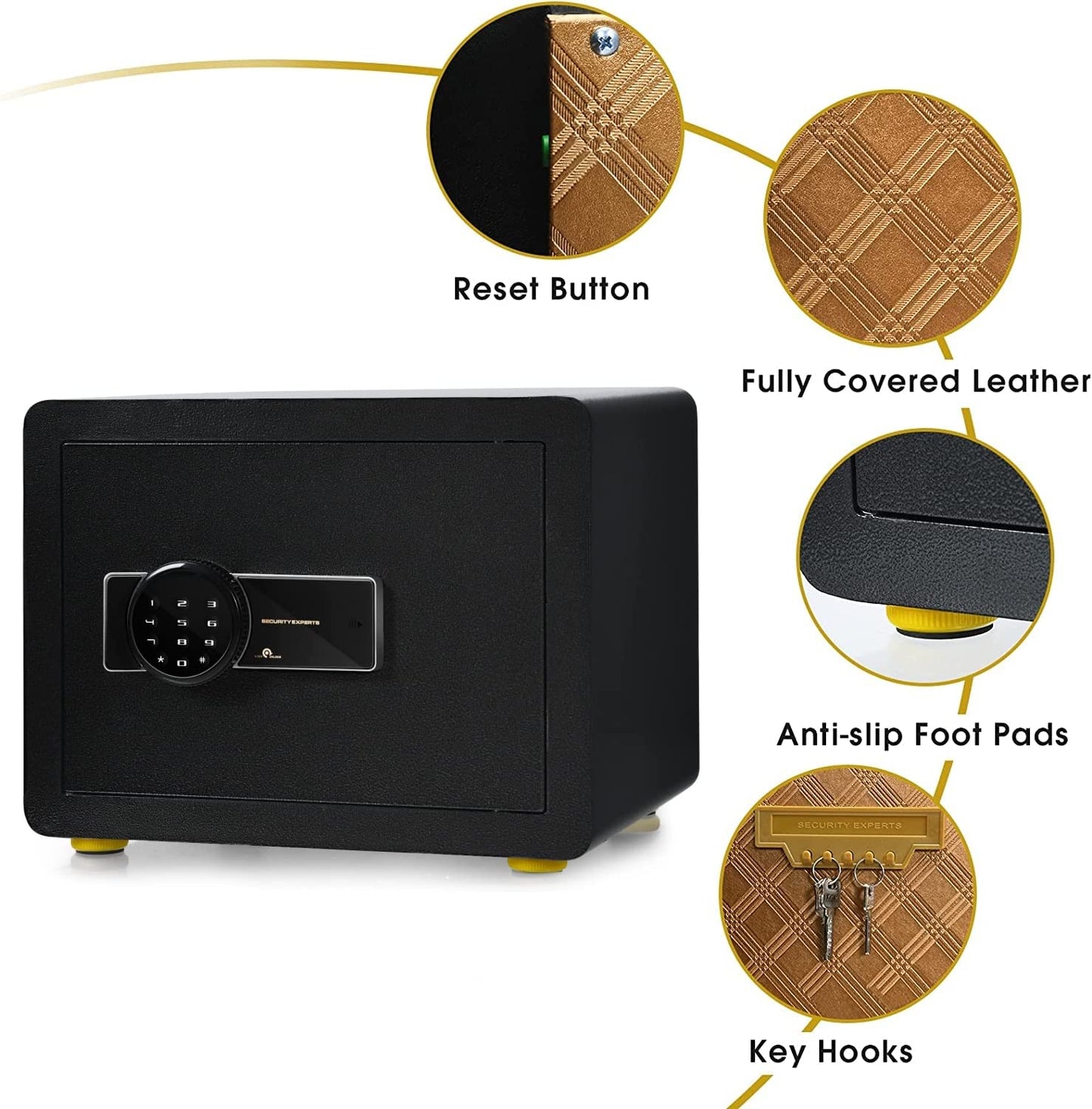 GiantexUK Electronic Security Safe Cash Box, Digital Keypad Safety Box with Dual Lock Design and Alarming System