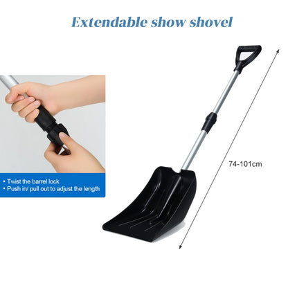 GiantexUK Retractable Snow Shovel, Heavy Duty Aluminum Snow Removal Tool with Ergonomic D-Shaped Handle