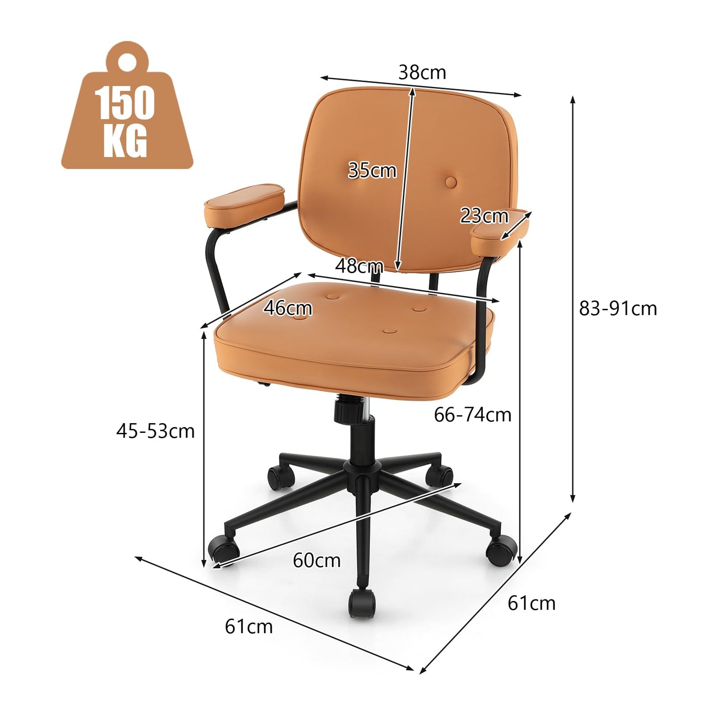 PU Leather Office Chair, Height Adjustable Rocking Swivel Computer Desk Chairs