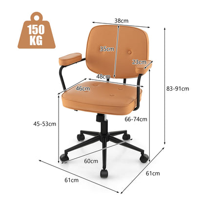 PU Leather Office Chair, Height Adjustable Rocking Swivel Computer Desk Chairs