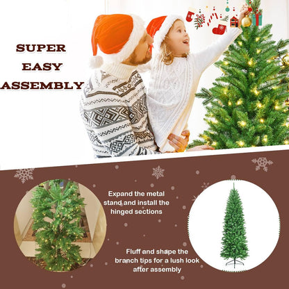 GiantexUK 5FT/6FT Pre Lit Premium Christmas Tree, Green Xmas Tree with 150/250 LED Lights