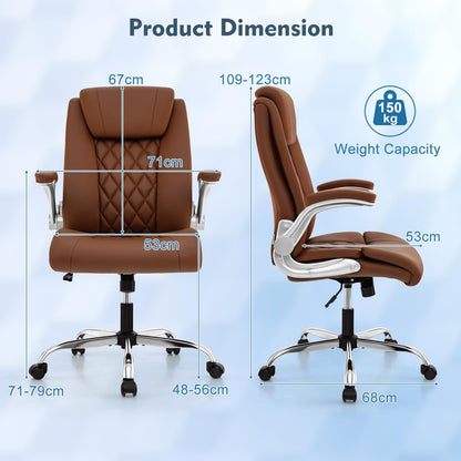 PU Leather Office Chair, Height Adjustable Executive Chair with Rocking Function