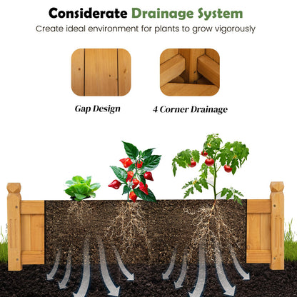 GiantexUK Wooden Garden Planter, Long Rectangular Raised Bed Flower Pot with 4 Drainage Holes (Natural, 110x40x35cm)