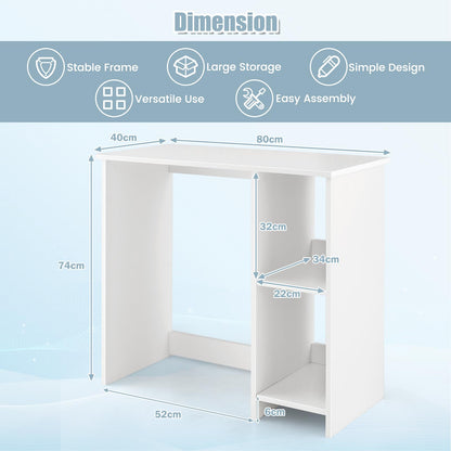 Compact Computer Desk, 80 x 40cm Small Writing Desk with Storage Shelves, Space-saving Home Office