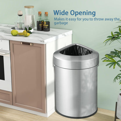 GiantexUK 60L Corner Trash Bin, Fan-shaped Kitchen Rubbish Bin with Handle & Non-slip Bottom