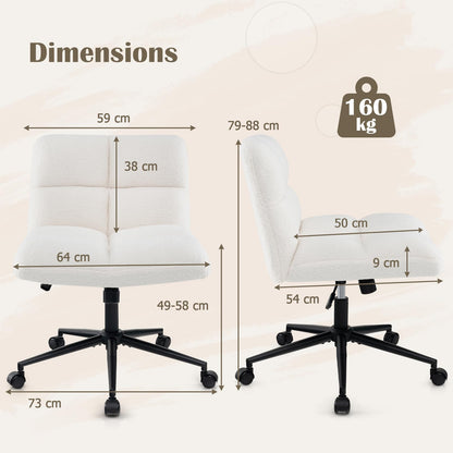 Faux Fur Office Chair, Height Adjustable Swivel Computer Desk Chair with Wide Seat, with Wheels