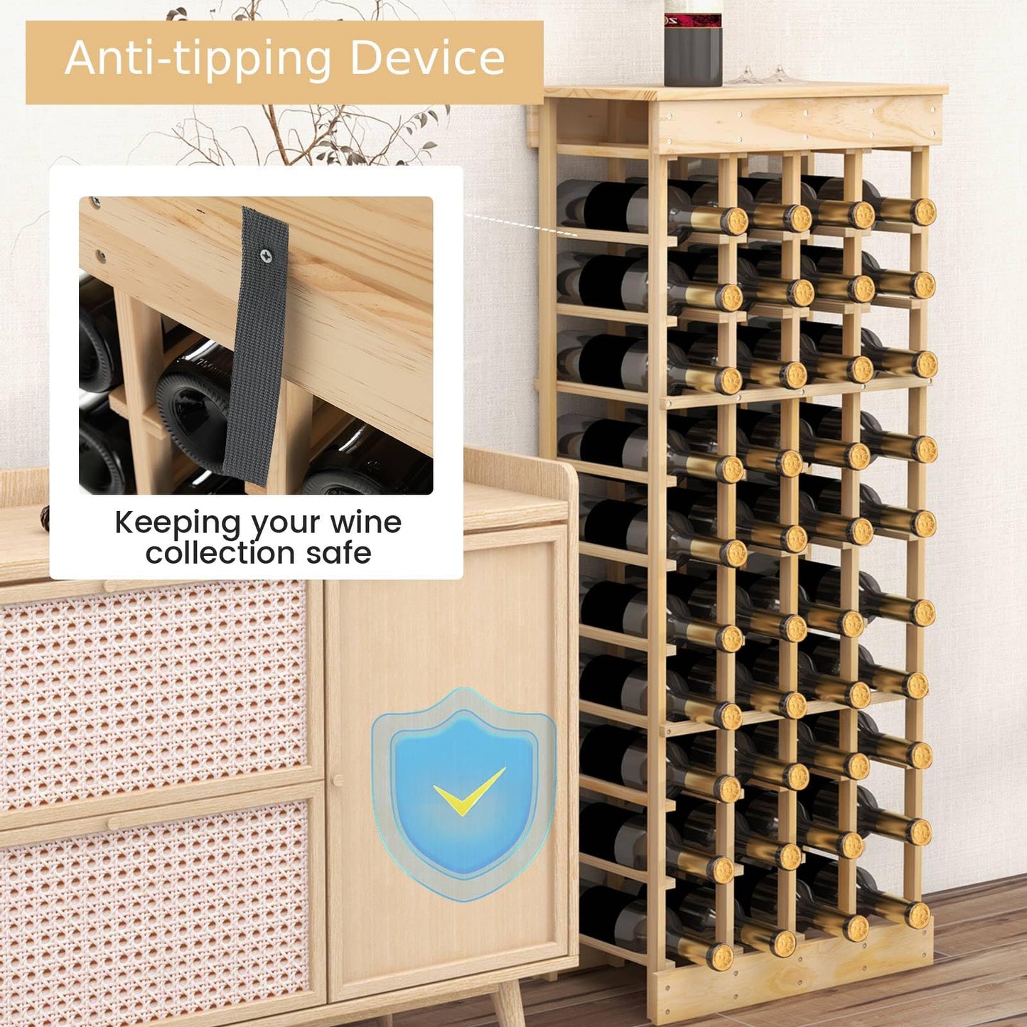 GiantexUK 40 Bottles Wine Rack, 10-Tier Floor Freestanding Wine Storage Display Shelves with Tabletop