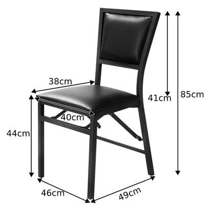 GiantexUK Set of 2/4 Steel Folding Chairs, Pu Leather Bar Chairs with Upholstered Seat, Space Saving Seating