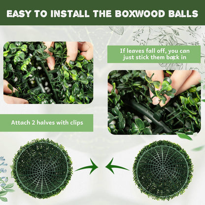 GiantexUK 48CM Artificial Boxwood Balls Set of 2, Faux Topiary Balls with Evergreen Leaves