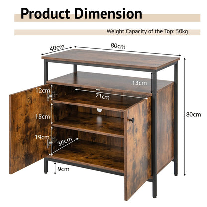 GiantexUK Industrial Sideboard, 2 Door Storage Cabinet with Open Shelf