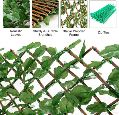 GiantexUK Artificial Leaf Hedge Panels, Greenery Wall Hedge Screening with Interlocking Design