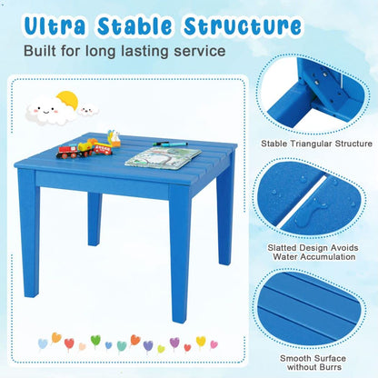 Kids Table, Waterproof Children Study Desk, Indoor Outdoor Toddler Activity Furniture for Painting, Dining, Entertainment