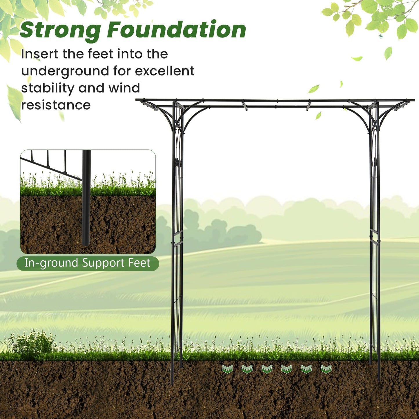 GiantexUK Metal Garden Arch, Heavy Duty Trellis Pergola Arbour