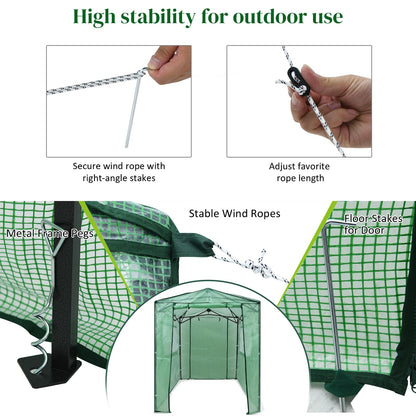 GiantexUK Walk In Greenhouse, Height Adjustable Pop-up Growhouse with PE Cover (256x174x210-230cm,2 Windows, Green)