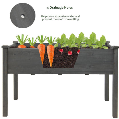 GiantexUK Wooden Raised Garden Bed, Elevated Planter Box with Storage Shelf