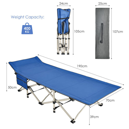 GiantexUK Folding Camping Cot, Extra Wide Sturdy Camp Bed with Carry Bag and Side Storage Pocket