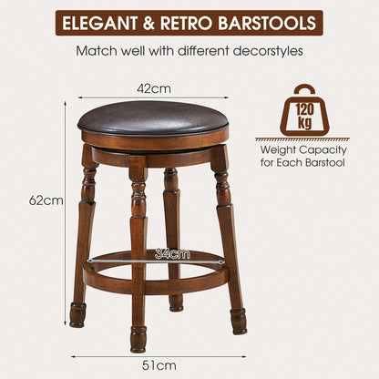 GiantexUK Bar Stools Set of 2, Swivel Upholstered PU Leather Barstools with Footrest