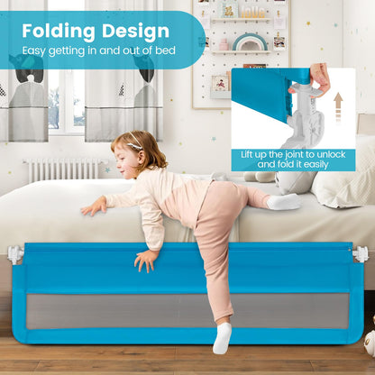 Bed Rail, 180cm Extra Long Toddler Safety Protection Guard, Folding Anti-Fall Beds Mesh Guardrail for Baby Kids