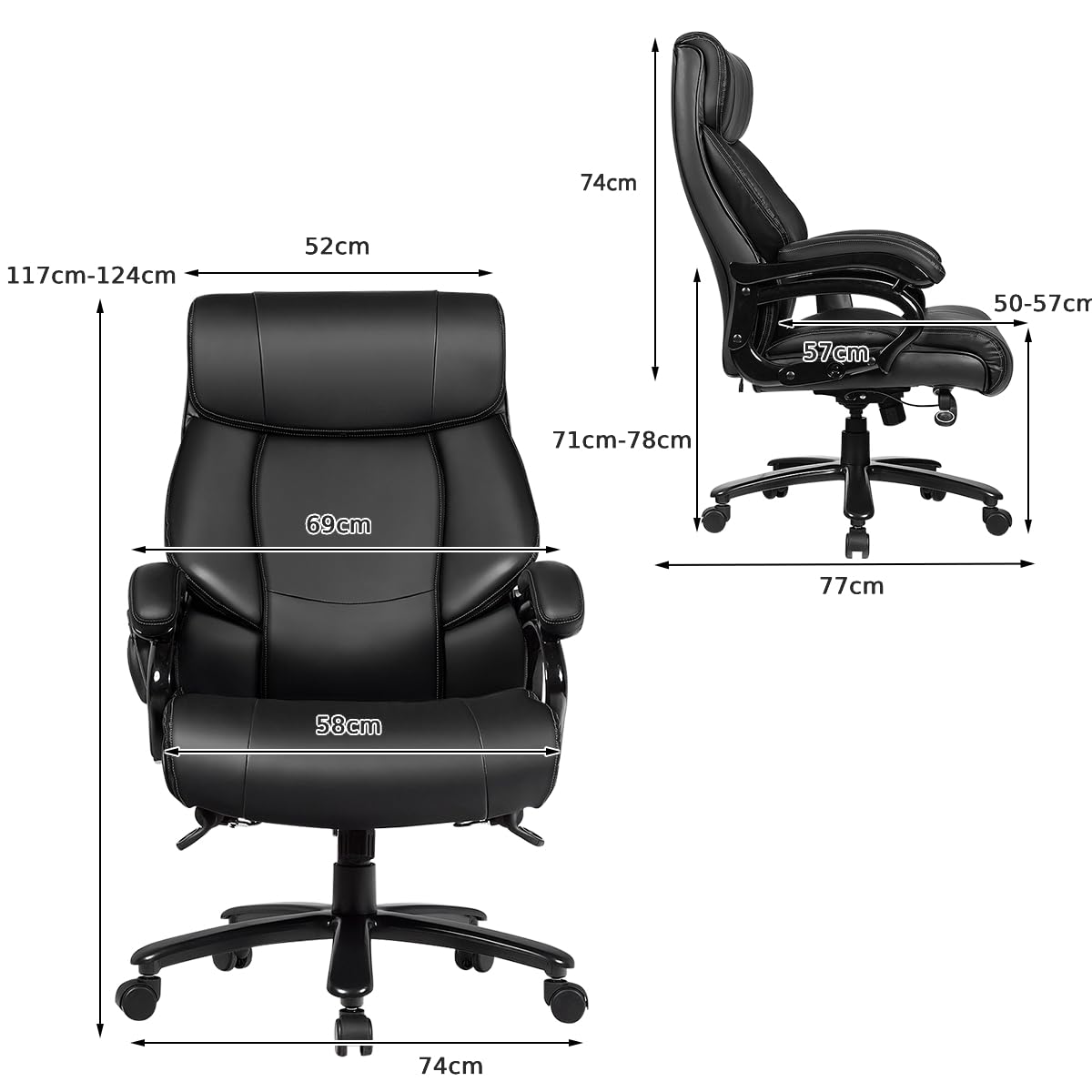 PU Leather Massage Office Chair, 400LBS Big and Tall Ergonomic Computer Chair with 5 Modes Massage Function