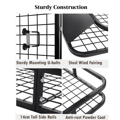 GiantexUK Roof Rack Basket Tray, 123x102x14cm Steel Luggage Cargo Carrier with Bars & Wind Fairing