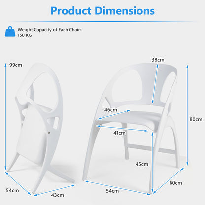 Set of 2 Folding Chair, Plastic Counter Height Dining Chairs with Backrest and Armrest